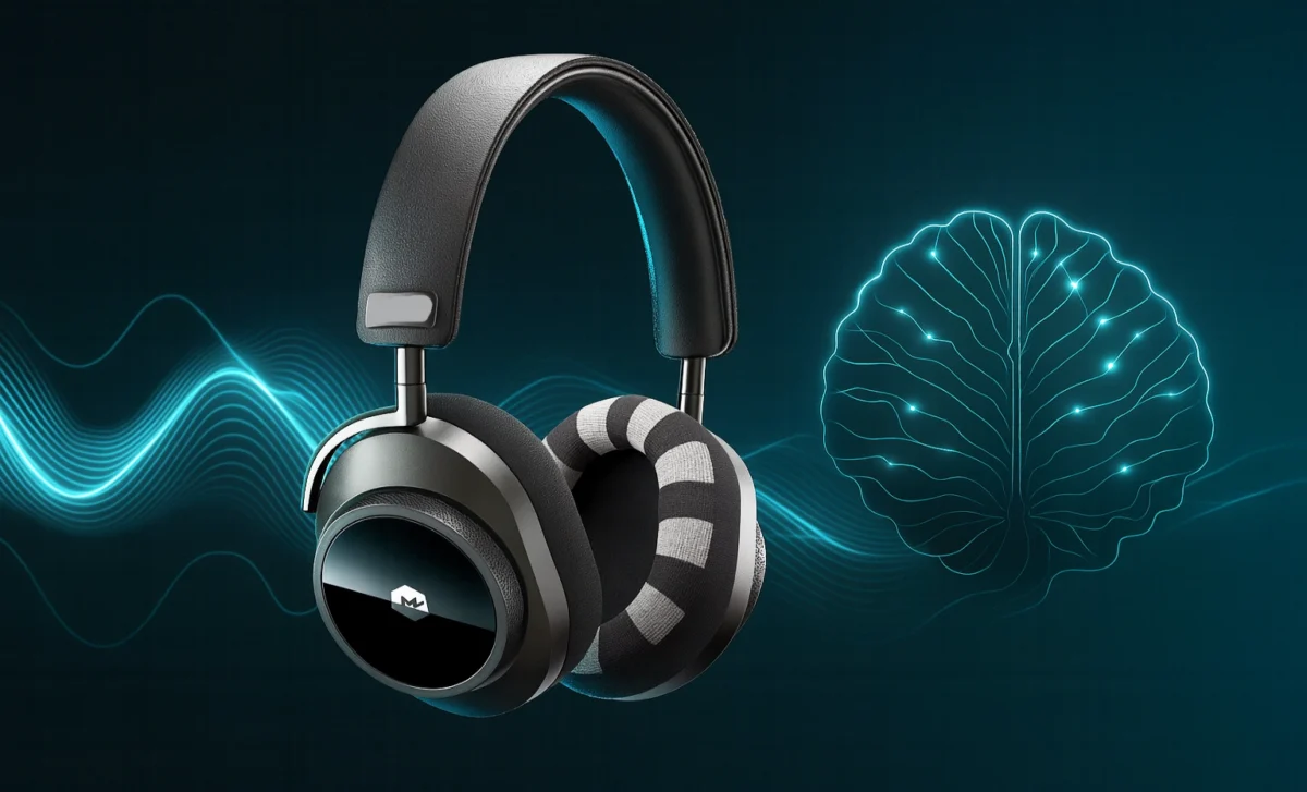 MW75 Neuro headphones with brainwave visual effects.
