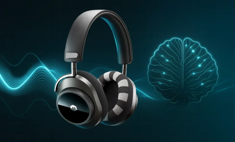 MW75 Neuro headphones with brainwave visual effects.