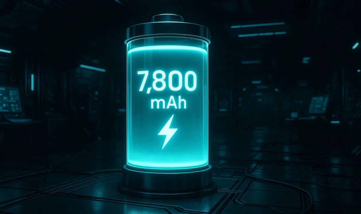 Render of battery cell labeled 7,800 mAh
