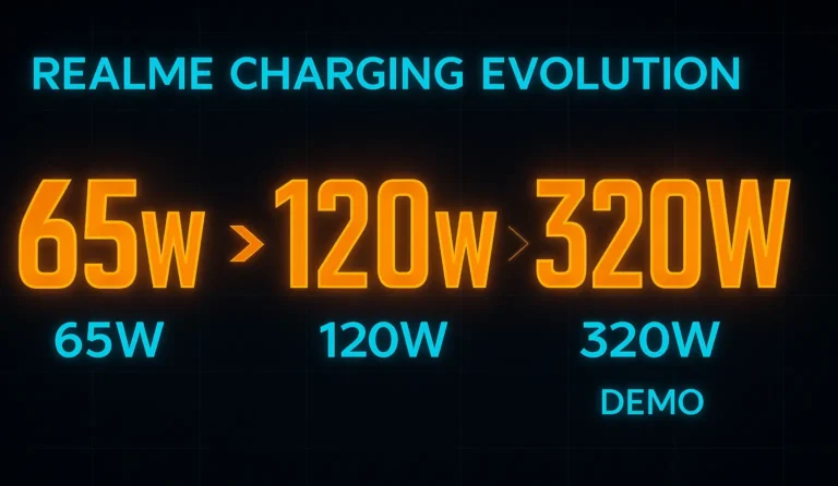 Infographic of Realme charging milestones.