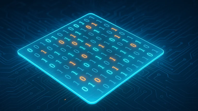 Visualization of atom-thin memory material in chip design.