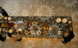 Diagrammatic virus spread over cruise buffet surfaces