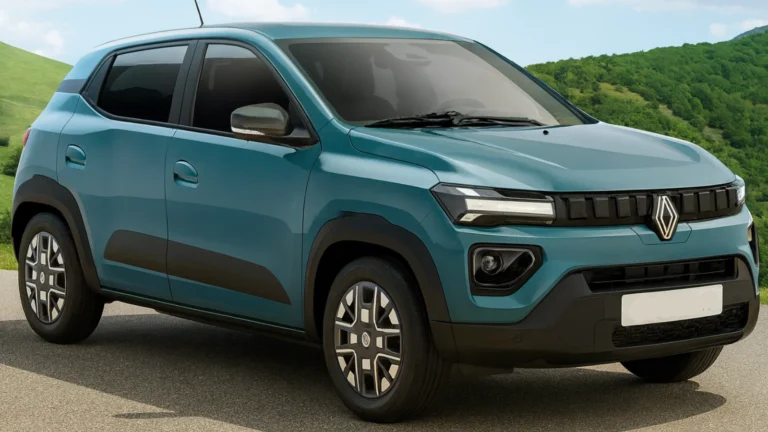 Renault Kwid EV with closed grille and split headlamp design