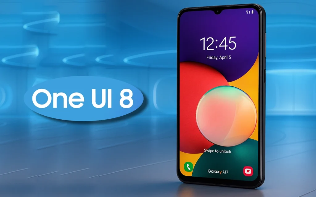 Samsung Galaxy A17 5G lock screen with One UI 8 update.