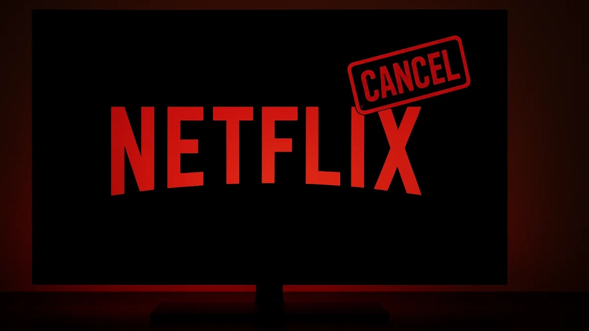 Netflix logo with cancel mark.