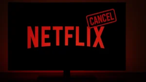 Netflix logo with cancel mark.